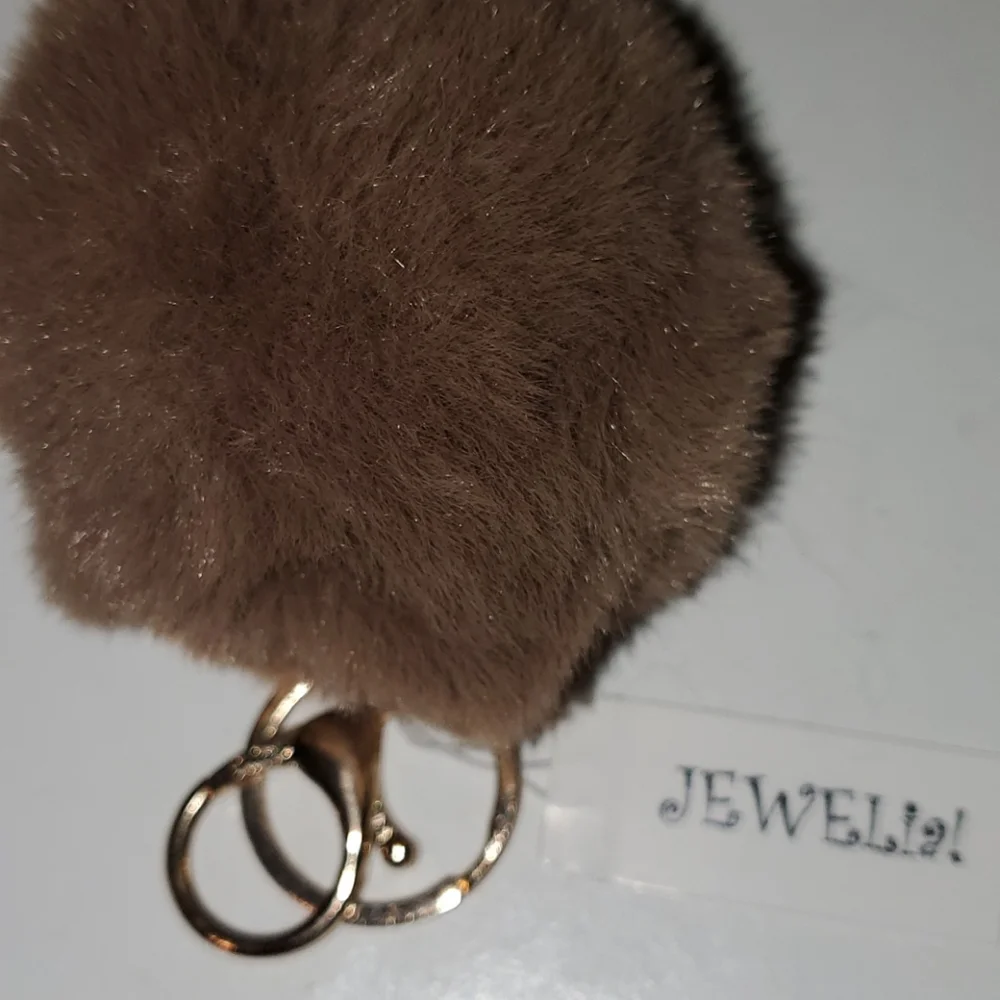 Brown Spherical pom-pom Key & Card Holder Accessory
